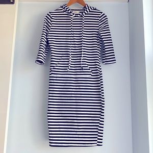 Black and White Striped Hoodie Dress